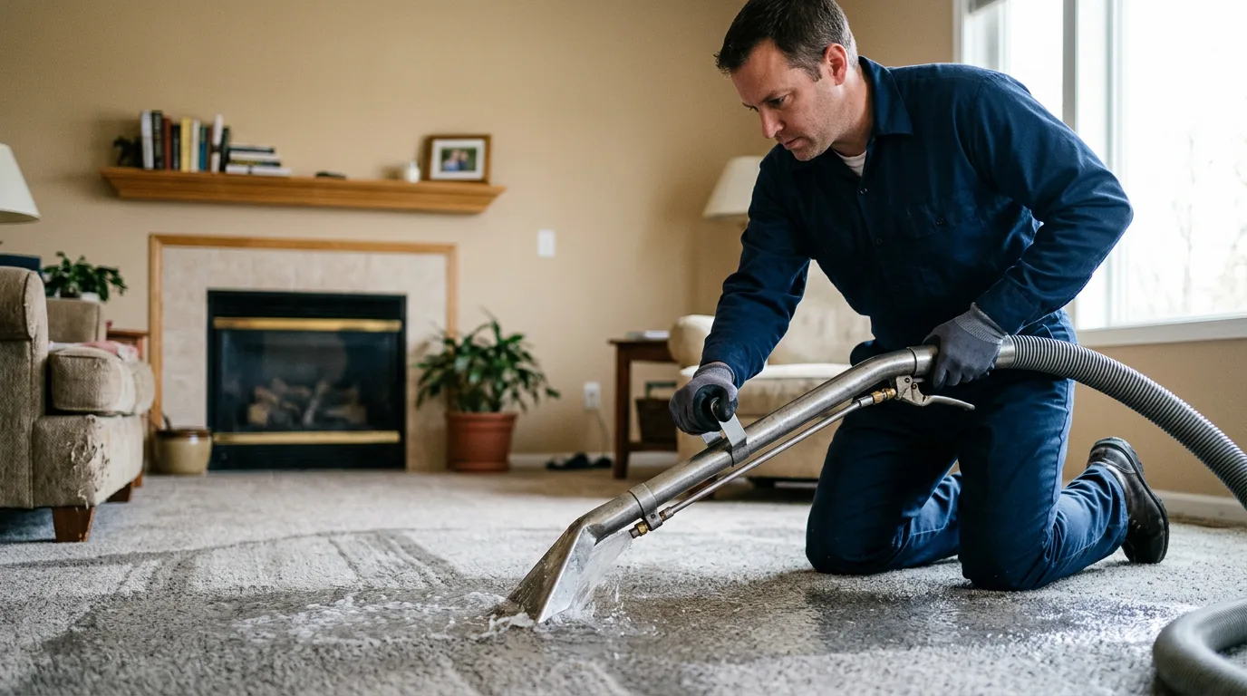 Water damage restoration technician working near Waite, ME